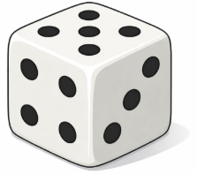 Six-sided die used to represent basic probability outcomes