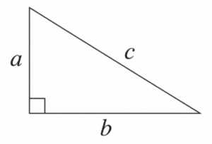 Right-angled triangle labelled with sides a, b, and hypotenuse c
