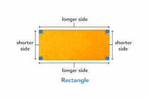 Rectangle with longer sides and shorter sides labeled to show its side lengths